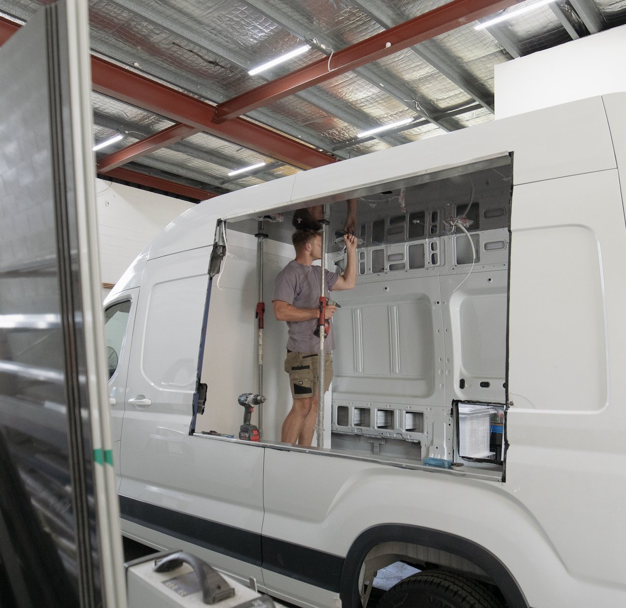 A coffee van being fitted out in our workshop